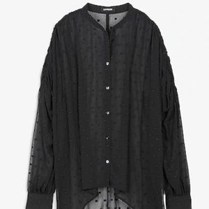 Express Polka Dot Cinched Dolman Sleeve Tunic